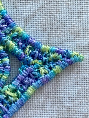 Purple and Green Swarovski Earrings, Blue Embroidered Earrings, Purple Lace Earrings, Embroidery Jewelry, Purple and Blue Dangle Earrings - image5